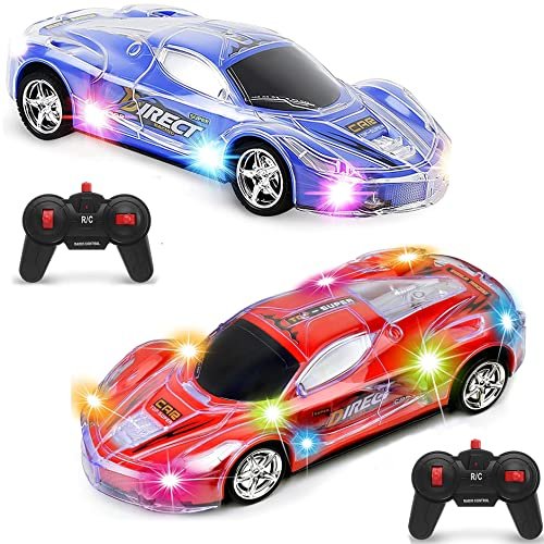 Haktoys 2 Pack RC Drag Racing Staging Lights Remote Control Sports Cars Set for Two Players