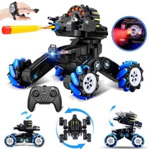 ROHSCE Drift Maxing RC Car 2.4GHz Battle Tank with Gesture Sensing and Soft Bullets for Kids 8 12