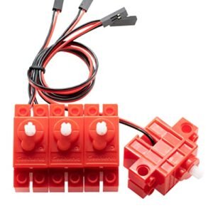 Xicoolee Programmable Geekservo 4pcs Red Motor Compatible with Standard Building Blocks Arduino Microbit Raspberry Pi