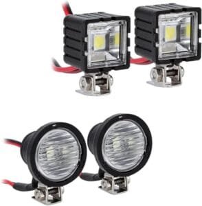 INJORA 4PCS RC Crawler LED Lights High Quality Adjustable Bracket Super Bright Lighting for Axial TRX4 TRX6 SCX10 90046 Wraith Redcat Gen8 1 10 Scale Crawler Car