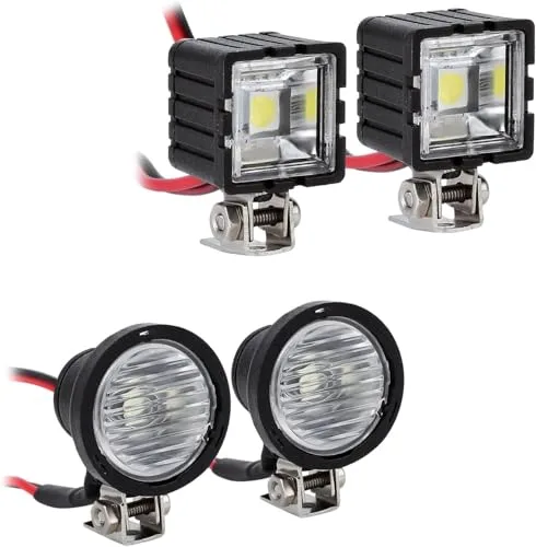 INJORA 4PCS RC Crawler LED Lights High Quality Adjustable Bracket Super Bright Lighting for Axial TRX4 TRX6 SCX10 90046 Wraith Redcat Gen8 1/10 Scale Crawler Car