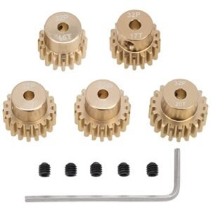 DKKY 32DP M0.8 Motor Pinion Gear Aluminum Alloy 7075 Hard Anodizing 3.175mm Shaft 16T to 20T 5PCS Set for 1/10 RC Car Brushless Brush Motor AKA RC Wheels