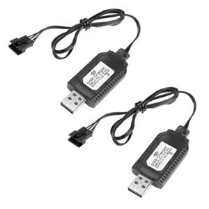 YACSEJAO 2 Pack 7.4V USB Charger Cable with SM 4P Plug Connector for LiPo Battery Model RC Truck Kits