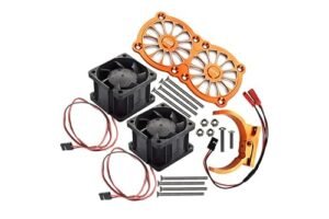 GPM Upgrades Aluminum 7075 T6 Motor Heatsink with Dual Cooling Fan for 1/5 RC Truck Gas Models ARRMA Kraton 8S BLX and Traxxas X MAXX XO 01 Orange