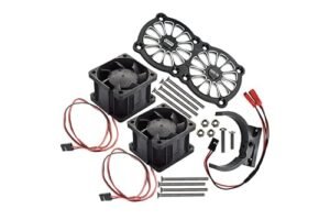 GPM Upgrades Aluminum 7075-T6 Motor Heatsink with Dual Cooling Fan and Adjustable Mount for 1/5 Kraton 8S BLX Monster Truck (ARA110002) (ARA5810) 1/5 X-MAXX XO-01 RC Cars (Black)