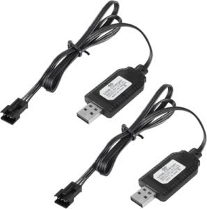 YACSEJAO 2 Pack 7.4V LiPo Battery USB Charger Cable with SM 3P Plug Connector for RC Model Truck Kits and Vehicles