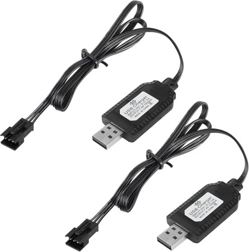 YACSEJAO 2 Pack 7.4V LiPo Battery USB Charger Cable with SM 3P Plug Connector for RC Model Truck Kits and Vehicles