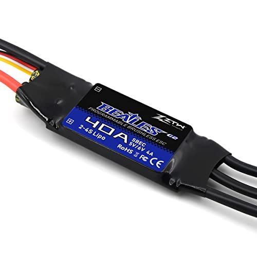 ZTW Beatles G2 40A ESC with SBEC Output 4A 5V 6V for Beta Wing RC Fixed Wing Airplane and DIY Projects