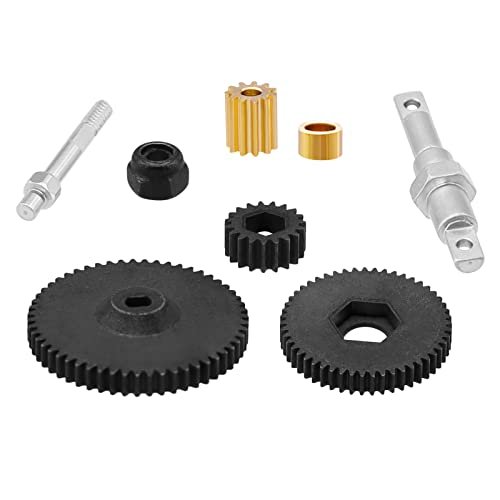WOAEIUOS Metal RC Car Gear Set Transmission Gearbox with Shaft and Motor Gear for Axial SCX24 90081 AXI00001 AXI00002 AXI00005 AXI00006 1/24 Scale RC Crawler Upgrade Parts