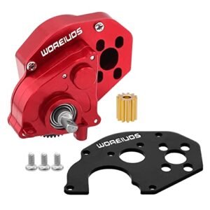 WOAEIUOS RC Mod Complete Transmission Gearbox with Steel 0.3 Mod Transmission Gear for Axial SCX24 Deadbolt C10 JLU Gladiator Bronco 1 24 RC Crawler Car Upgrade Red