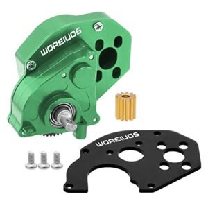 WOAEIUOS RC Gearbox Motor Complete Transmission Set with Steel 0.3 Mod Gear for Axial SCX24 Deadbolt C10 JLU Gladiator Bronco 1 24 RC Crawler Car Upgrade Green