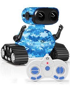 WeWi HLTH RC Tower Crane Toys Rechargeable Remote Control Robot for Kids with Music LED Eyes and 360° Rotation for Boys Girls Ages 3+ Camouflage Design