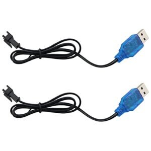 ZCZQC 2pcs 3.7V USB Charger Cable with SM 2P Plug Connector for RC Helicopter Mechanics and Quadcopter Toys