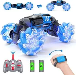 Powerextra Gesture RC Car 4WD 2.4GHz Remote Control Toy with Old RC Car Parts Compatibility for Kids 6 12 Years Blue