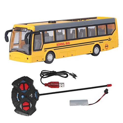 Syrisora Cocomelon RC Bus High Simulation Rechargeable Remote Control School Bus Toy for Kids Yellow