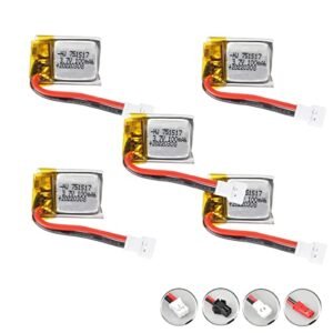 OooSure 5 pcs 3.7V 100mAh 20C Rechargeable Lithium Batteries for Mickey Thompson RC Wheels and Drones with PH2.0 Connector