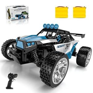 Tecnock RC Car for Kids,2.4GHz 20 KM/H High Speed Remote Control Car,1:18 2WD Offroad Racing Car with Two Rechargeable Batteries for 60 Min Play,Great Gift for Boys Girls(Blue)