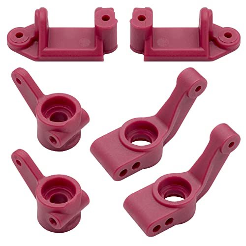 OGRC 1/10 Scale RC Trailer Axle Plastic Front Caster Block Steering Blocks and Rear Stub Axle Carriers for Traxxas 2WD Slash Stampede Rustler Replace 3632 3736 3752 Red