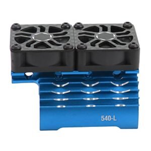 High Performance 26cc RC Boat Motor Cooling Heatsink with Dual Fans Aluminum Alloy Cover 263mm Extension Cable 36mm Blue