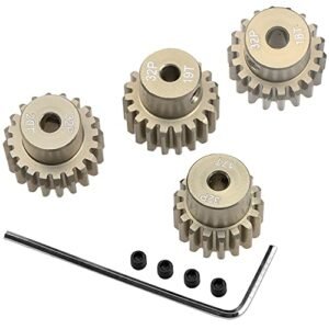 ShareGoo 7075 Aluminum Alloy 32DP 3.175mm Pinion Gear Sets 17T 18T 19T 20T Motor Gears Fit 3.175mm (1/8-Inch) Shaft Compatible with HPI Losi Axial Traxxas Tamiya 1/10 RC Car,4Pack