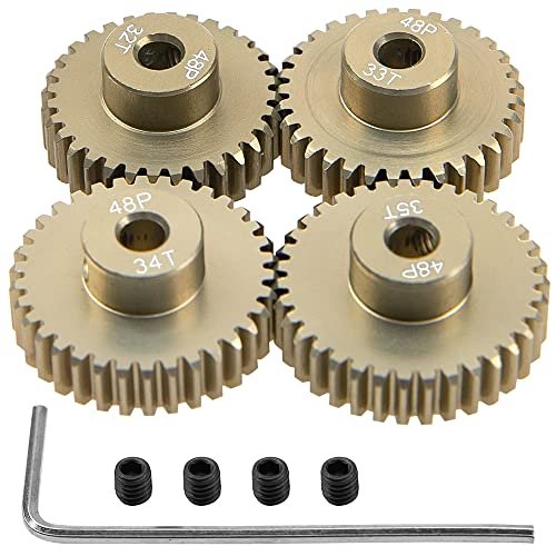 ShareGoo 7075 Aluminum Alloy 48P 3.175mm Pinion Gear Sets 32T 33T 34T 35T Motor Gears for HPI Nitro RC Trucks and 1/10 Scale RC Cars