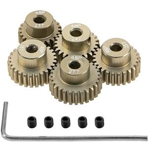 ShareGoo 7075 Aluminum Alloy 48P 3.175mm Pinion Gear Sets 23T to 27T for HPI Nitro RC Cars and Other 1/10 Scale Models 5Pack