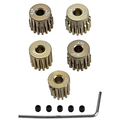 ShareGoo 7075 Aluminum Alloy 48P 3.175mm Pinion Gear Sets 13T 14T 15T 16T 17T Motor Gears for Living Room Sets RC Willey 1/10 Scale Cars 5Pack