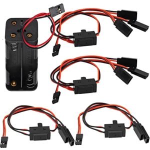 ShareGoo 4 Cell AA Battery Container Holder Case Box with JR Style 3 Way 4 Way On Off Switches Receiver Compatible with Parma RC Wheels and Traxxas HSP Redcat Axial Tamiya 1 8 1 10 1 16 RC Car 5Pack