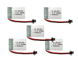 OooSure 5 Pack 3.7V 150mAh 20C Rechargeable Lithium Batteries for RC Drones with XH2.54 Connector