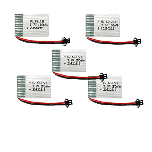 OooSure 5 Pack 3.7V 150mAh 20C Rechargeable Lithium Batteries for RC Drones with XH2.54 Connector
