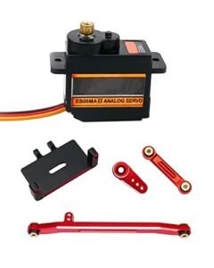 12g Metal Gear Analog Servo Fit for Axial SCX24 Upgrade Parts, Steering Servo with Servo Mount Bracket and Arm and Steering Link for RC Car Boat Model Parts