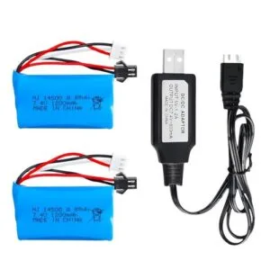 HHZ 2 Pack 3.7V 1200mAh LiPo Battery SM 2P Plug for RC Helicopter Airsoft Gun and Water Ball Gun