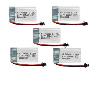 OooSure 5 Pack 3.7V 300mAh 20C 702030 Rechargeable Lithium Batteries with XH2.54 Connector for RC Drones Toys and Remote Control Devices