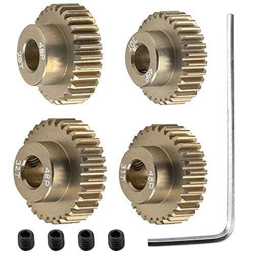 ShareGoo 7075 Aluminum Alloy 48DP 5mm Pinion Gear Sets 29T 30T 31T 32T Motor Gears for HPI RC Motors and 1/10 Scale RC Cars 4Pack