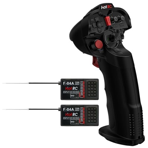 Havcybin HOTRC DS 4A 2.4G 4 Channel RC Radio Systems Single Hand Transmitter with 4CH Receiver for RC Car Boat Drone Airplane Includes 2 RX