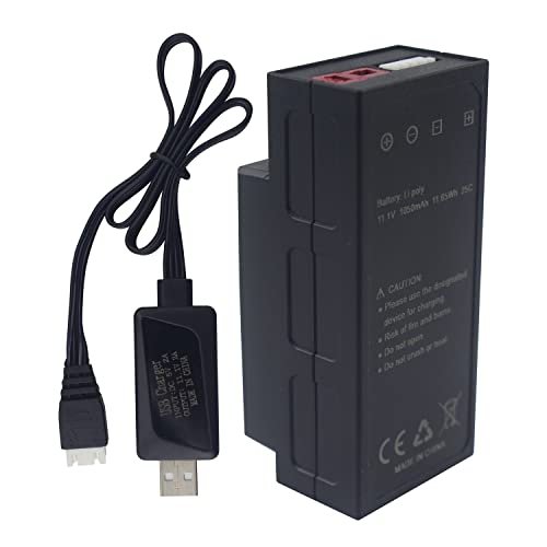 MOONZON 11.1V 1050mAh 3S Lithium Battery and USB Charging Cable for MJX H16 Series Remote Control Cars
