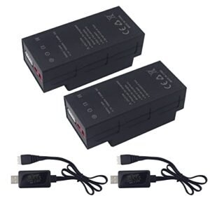 PUOO 2PCS 11.1V 1050mAh 3S Lithium Battery and USB Charging Cable for MJX H16 Series Remote Control Cars