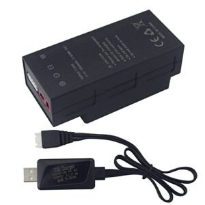 PUOO 11.1V 1050mAh 3S Lithium Battery and USB Charging Cable for MJX H16 Series Remote Control Cars