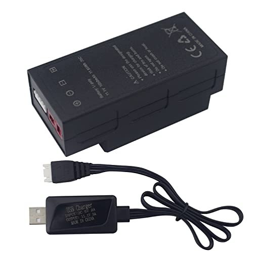 PUOO 11.1V 1050mAh 3S Lithium Battery and USB Charging Cable for MJX H16 Series Remote Control Cars