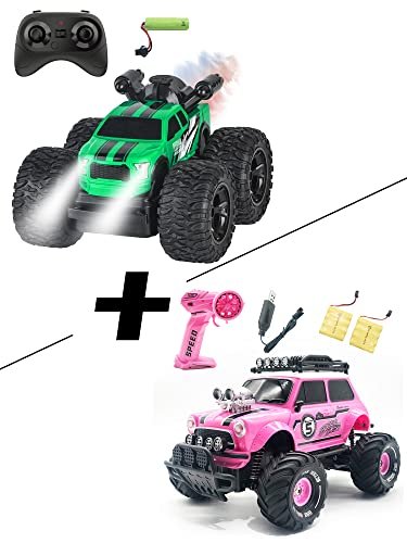 10Leccion Remote Control Car for Kids RC Stunt Truck with 360 Flips and Spray Function