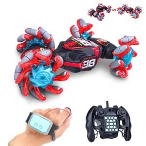 GoolRC Gesture Sensing RC Stunt Car 4WD 2.4GHz Remote Control Transformer Toy with LED Lights Double Sided Driving 360 Rotating Explosive Wheel for Kids and Adults Red Is RC Willey Legit