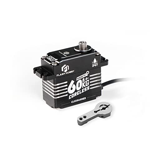 60KG Coreless Servo 8.4V High Torque Full Metal Gear Servo for Nitro RC Trucks 1/8 Scale with IP67 Waterproof Magnetic Support Sanwa SSR NB4 Futaba