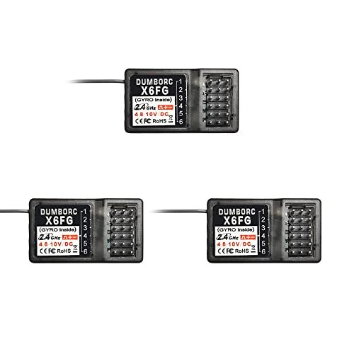 ATA HOBBY DUMBORC X6FG 6 Channels 2.4GHz RC Receiver with Built in Gyro for DUMBORC X6 X4 X5 Transmitter RC Car Boat Tank Drifting Car Pack of 3