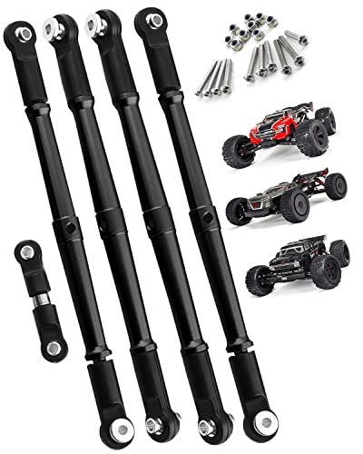 Rcarmumb 1/8 RC Body Shell Aluminum Turnbuckles Upgrade Set for ARRMA Kraton Outcast Talion 6S BLX Models 5PCS Alloy Black