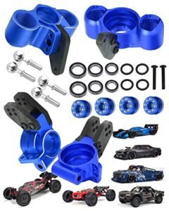 Roku RC Crane Alloy Front Knuckles Steering Blocks Rear Hub Stub Axle Carriers Navy Blue Upgrade Parts for Arrma 1/8 Typhon Talion 6S BLX 1/7 Felony Mojave Infraction Limitless