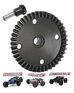 Rcarmumb RC Chicken Main Diff Gear 43T and Main Input Gear 10T Upgrade Set for ARRMA 1/8 Kraton Notorious Outcast Talion 6S BLX 1/7 Fireteam Mojave 6S BLX 4WD Steel RC Gear Hop Ups Black ARA310980 ARA310979