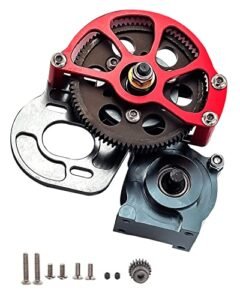 Rcarmumb 1/10 RC Wheels 3D Print Alloy Aluminum Transmission Gearbox with Steel Gear Set for Axial SCX10 Gmade Komodo Redcat Everest 10 Wraith Honcho SCX10 II RGT 86100