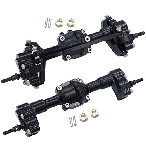FMS FCX24 Aluminum Alloy Complete Front Rear Portal Axle Upgrade Kit for 1/24 G Wagon RC Body Crawler Car Black