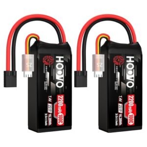 HOOVO 2S 2200mAh 100C 7.4V Shorty Lipo Battery with TR Connector for RC Helicopter FPV Racing Drone and Quadcopter 2 Pack