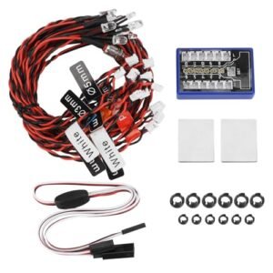 12LED RC Fire Truck Kit Lighting System with Smart Simulation Flash Lights for TAMIYA HSP CC01 1/10 1/8 Scale Models